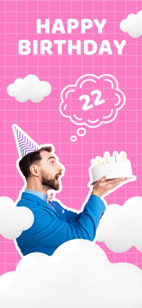 Ontwerpsjabloon van Snapchat Geofilter van Emotionele man met verjaardagstaart