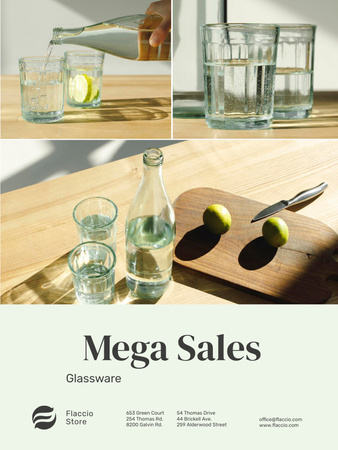 Kitchenware Sale with Jar and Glasses with Water Poster US Tasarım Şablonu