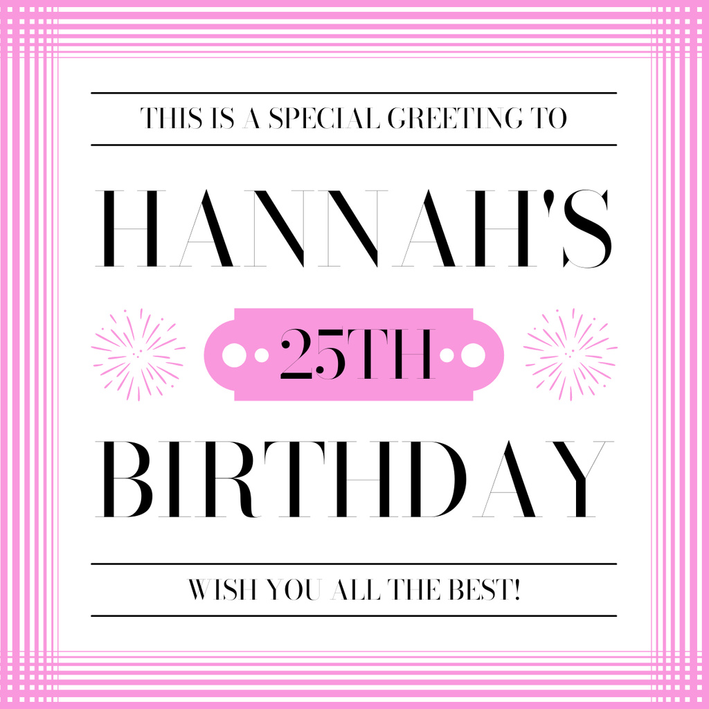 Happy Birthday in Pink Frame LinkedIn post tervezősablon