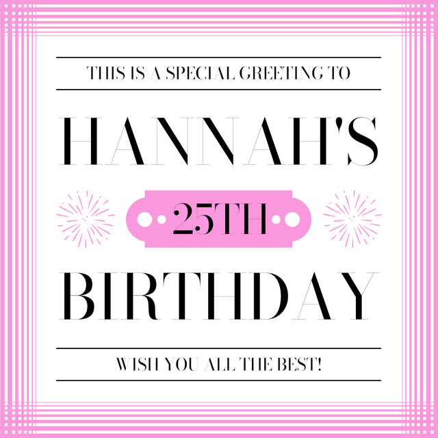 Happy Birthday in Pink Frame LinkedIn post Tasarım Şablonu