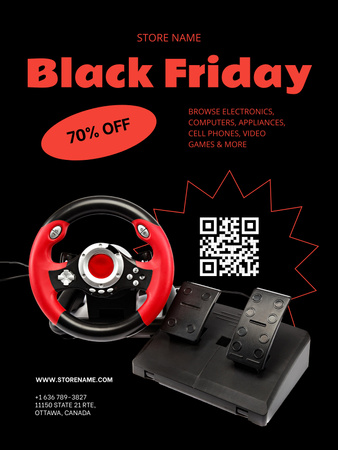 Template di design Gaming Gear Sale on Black Friday Poster US