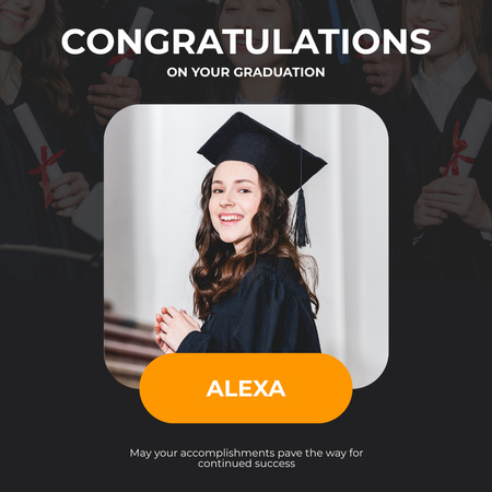 Congratulation for Graduation Black Instagram Design Template