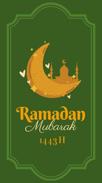 Designvorlage Greeting on Ramadan with Moon  für Instagram Story
