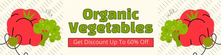 Anúncio de desconto em vegetais orgânicos com tomate vermelho Twitter Modelo de Design