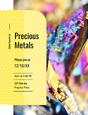 Plantilla de diseño de Cumbre mundial de metales preciosos con superficie de piedra brillante Invitation 13.9x10.7cm 