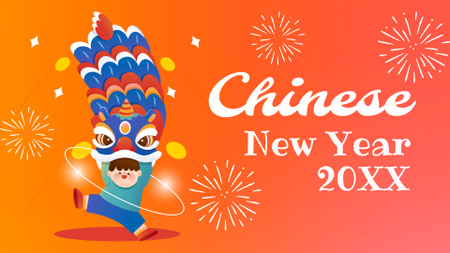 Chinese New Year Illustration Promo FB event cover Design Template