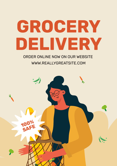 Grocery Delivery Services Advertisement Poster Design Template