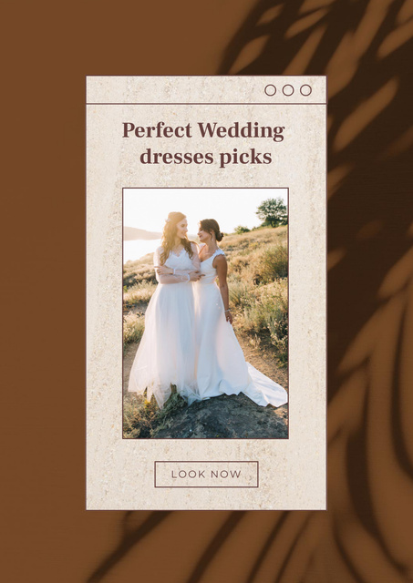 Wedding Dresses Ad with Beautiful Bride Poster tervezősablon