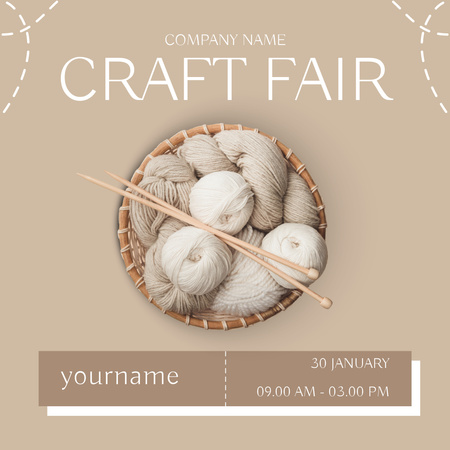 Craft Fair Announcement with Skeins of Yarn Instagram Design Template