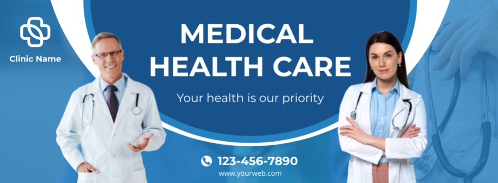Medical Healthcare Services with Professional Doctors Facebook cover Design Template