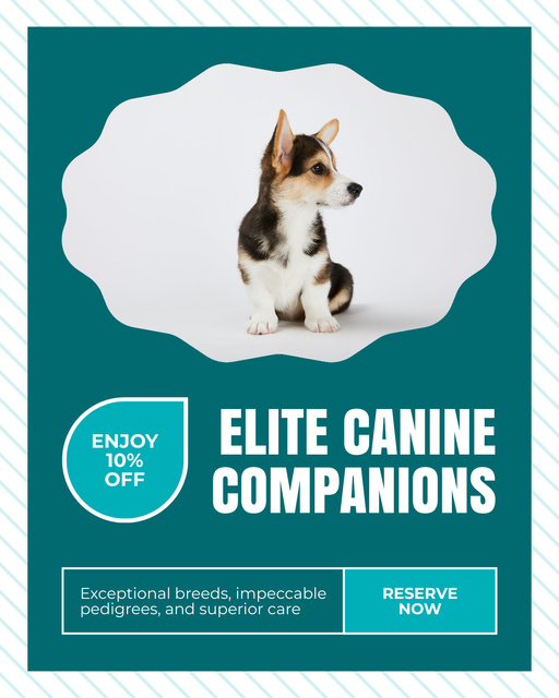 Discounted Elite Purebred Pet Companions With Reservations Instagram Post Vertical Modelo de Design