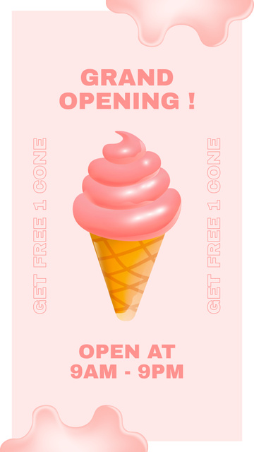 Grand Opening Announcement With Ice Cream And Promo Instagram Story Tasarım Şablonu