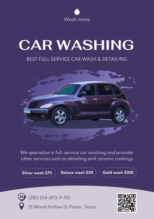 Offer of Car Washing Poster Design Template