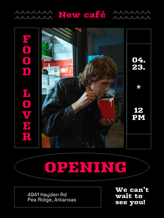 New Cafe Opening Announcement Poster US Šablona návrhu