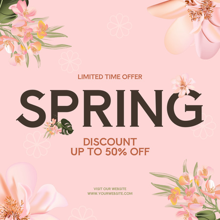 Spring Discount Offer for Limited Time Instagram AD Design Template