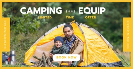Template di design Dad with Son in Tent Facebook AD