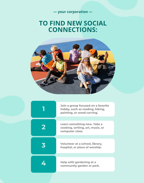 Socialization Tips for Youth on Turquoise Poster 22x28in Design Template