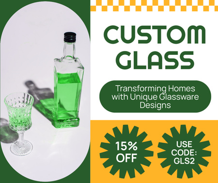 Ainutlaatuinen lasillinen juoma-astia ja pullo alennuksella tarjouskoodilla Facebook Design Template