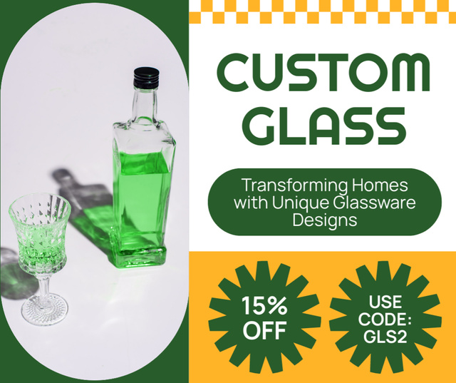 Unique Glass Drinkware And Bottle With Discount By Promo Code Facebook Design Template