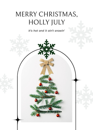 Platilla de diseño Merry Christmas In July Greeting With Cute Snowflakes Postcard 5x7in Vertical