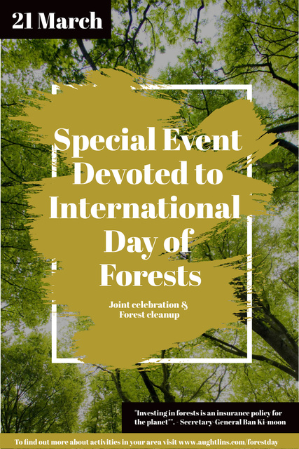 International Day of Forests Event with Tall Trees Pinterest Design Template