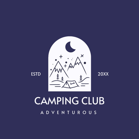 Emblem with Tent and Mountains Logo 1080x1080pxデザインテンプレート