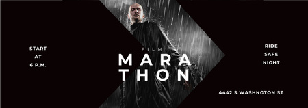Ontwerpsjabloon van Tumblr van Film Marathon Ad Man met pistool onder regen