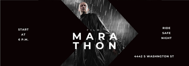 Plantilla de diseño de Film Marathon Ad Man with Gun under Rain Tumblr 