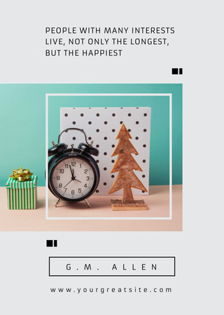 Plantilla de diseño de Inspirational Quote about Interests with Alarm Clock Flyer A6 