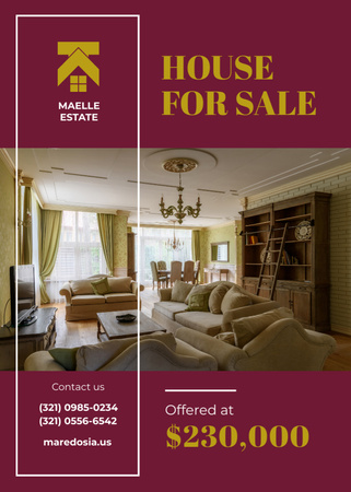 Cozy Interior And House For Sale Offer Flayer Design Template