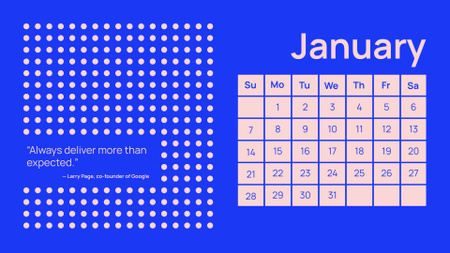 Ontwerpsjabloon van Calendar van inspirerende offerte op blauw