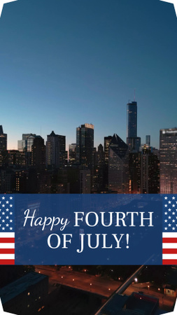 Congratulations on Independence Day with View of Night Megapolis TikTok Video Design Template