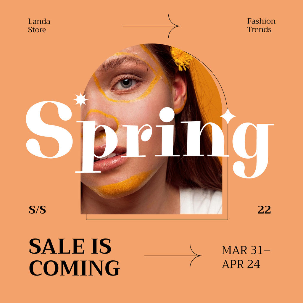 Spring Fashion Sale with Beutiful Woman Instagram ADデザインテンプレート