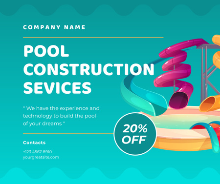 Template di design Offer Discount for Construction of Swimming Pools Facebook