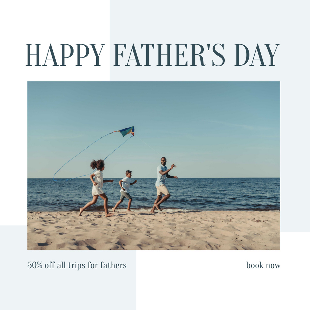 Plantilla de diseño de Happy Family Flying Kite At Beach Instagram 