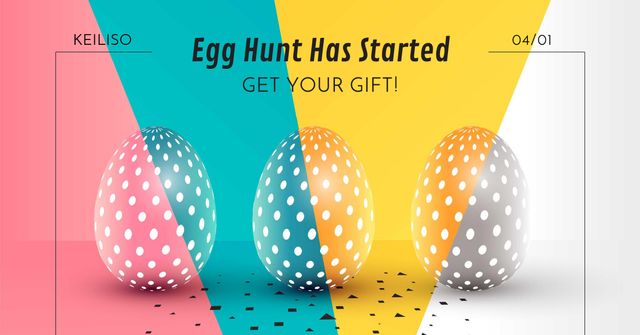Egg hunt in Happy Easter Day Facebook AD – шаблон для дизайну