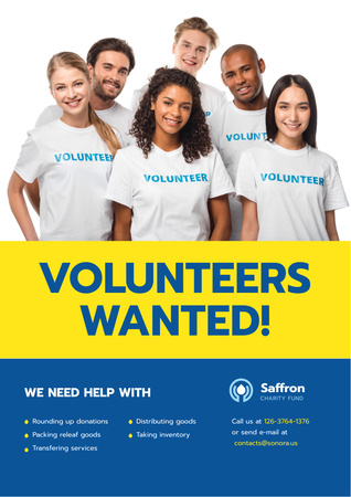 Ontwerpsjabloon van Poster A3 van Smiling Team of Volunteers