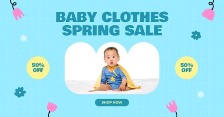Plantilla de diseño de Anuncio de ropa para niños de rebajas de primavera Facebook AD 