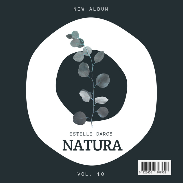 Modèle de visuel New Album Release with Rounded Leaves on Branch - Album Cover