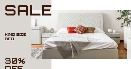 Comfortable Bedroom in white colors Facebook AD tervezősablon