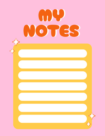 Designvorlage Dreamy Personal Planning Notes with Little Stars on Pink für Notepad 107x139mm
