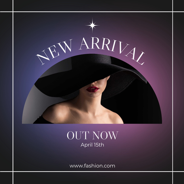 Designvorlage New Arrival of Fashion Accessories Black Purple Gradient für Instagram