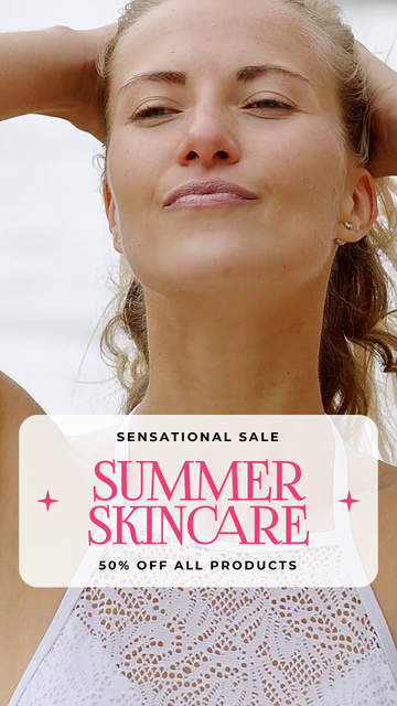 Summer Skincare Products With Discount Offer TikTok Video Modelo de Design