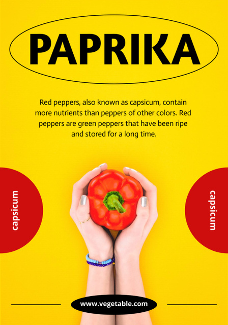 Big Red Pepper And Its Description Poster 28x40in Tasarım Şablonu
