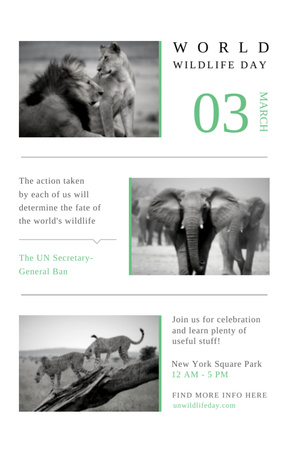 Ontwerpsjabloon van Flyer 5.5x8.5in van World Wildlife Day-advertentie met wilde dieren in natuurlijke habitat