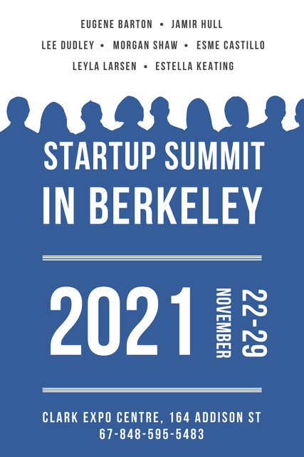 Startup Summit Announcement with Businesspeople Silhouettes Pinterest Modelo de Design