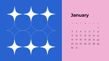 Abstract Figures on Blue Calendarデザインテンプレート