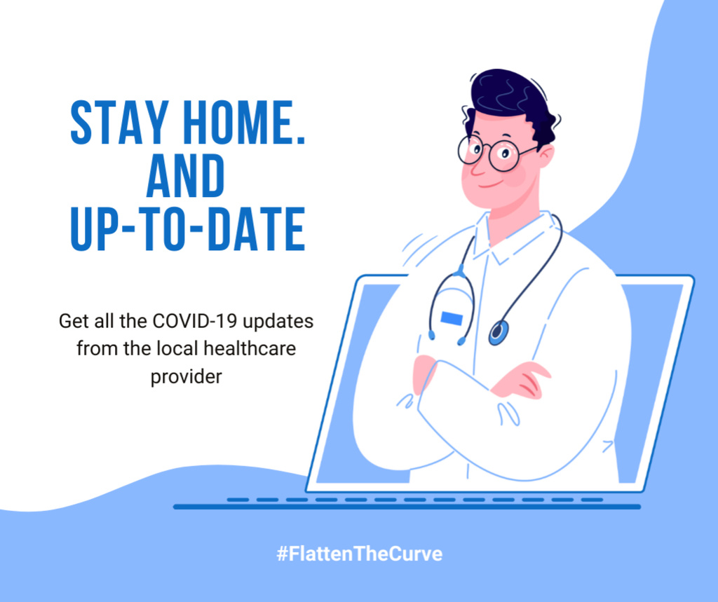 Plantilla de diseño de #FlattenTheCurve Local healthcare updates Ad Facebook 