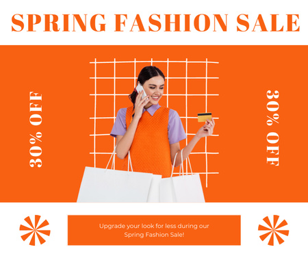 Plantilla de diseño de Fashion Spring Sale Announcement on Orange Facebook 