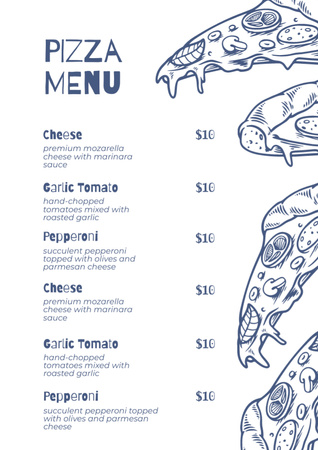 Various Pizza Slices And Toppings Offer Menu Design Template